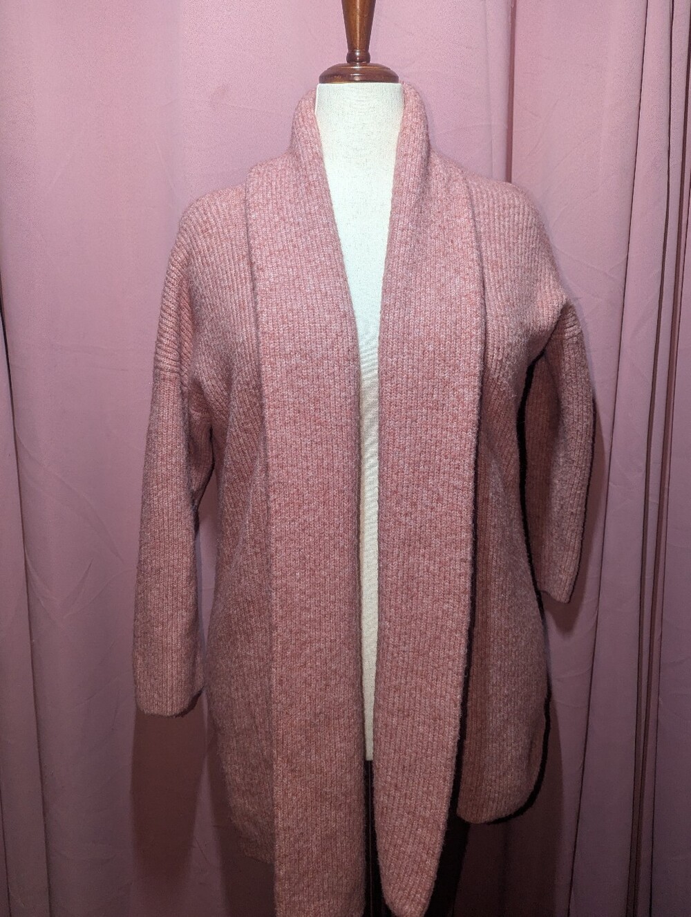 EXPRESS Ribbed Pink Open Cardigan Large